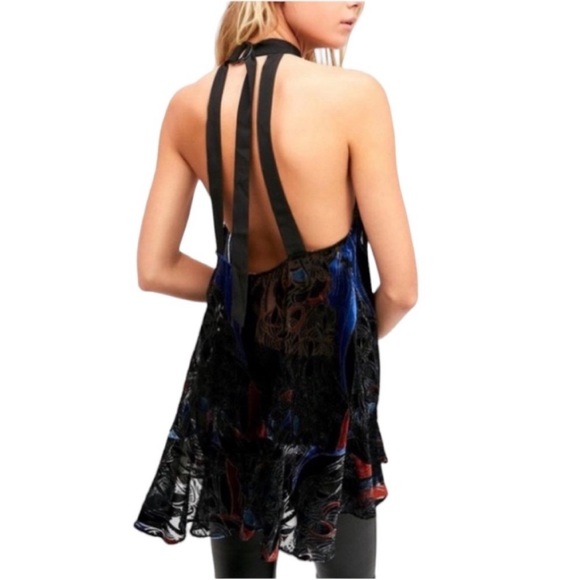 Free People Velvet Halter Tie Neck Tunic Top - Picture 9 of 9